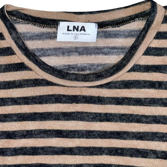 LNA Women’s Black & Brown Striped Cropped Long Sleeve Sweater Size Small - Picture 3 of 4